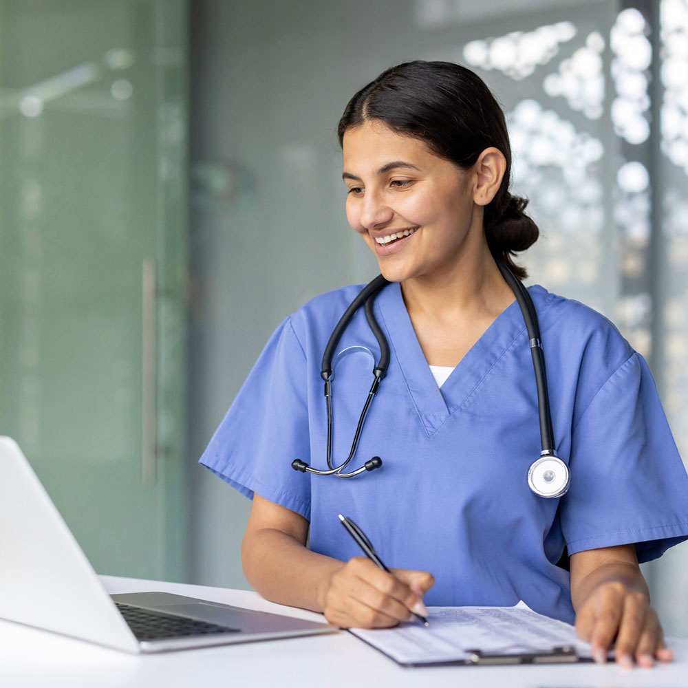 Male nurse working with patient.